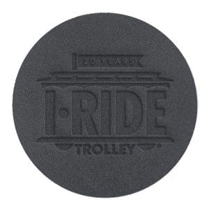 Black Leather Coaster | Circle | 3 7/8" dia. | Debossed