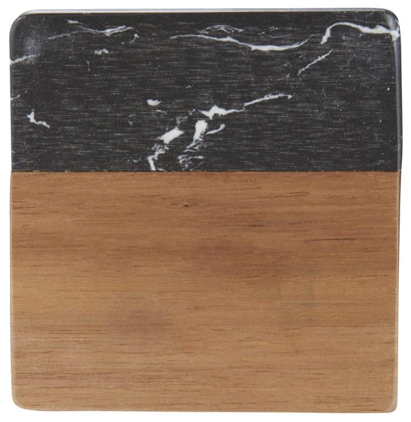 Black Marble and Wood Coaster Set - 1