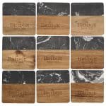 Black Marble and Wood Coaster Set - 6