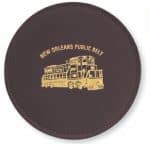 Top Grain Leather Round Coaster w/ Stitching & Vinyl Base (Domestic)