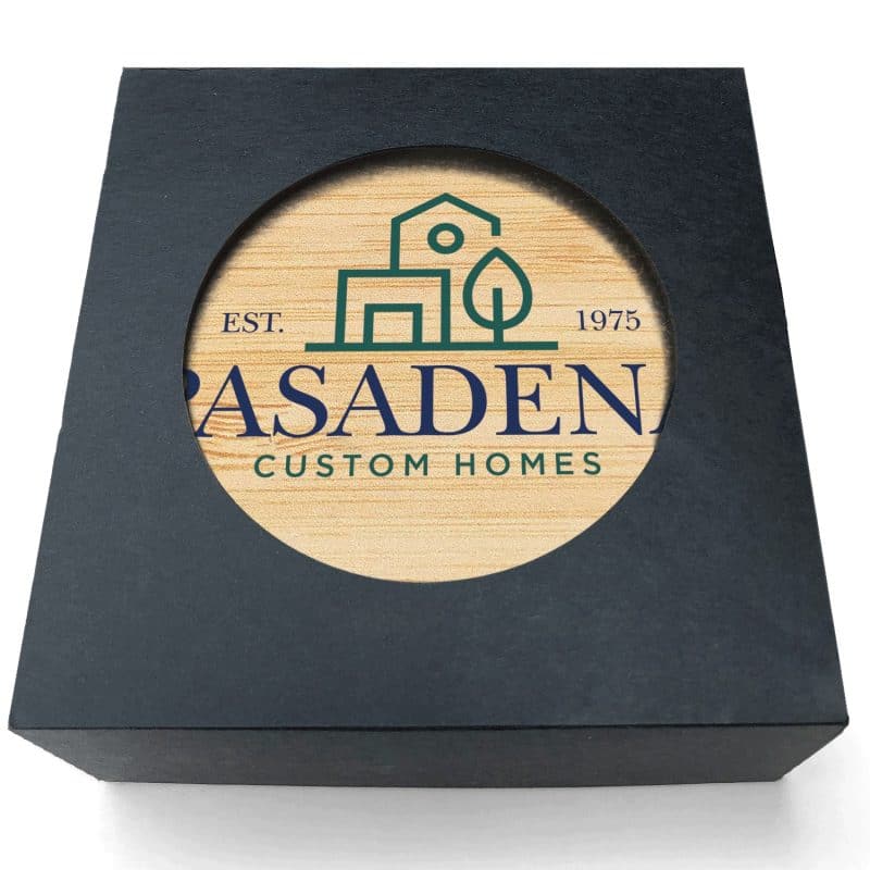 Absorbent Stone Coasters w/Upscale Digital Bkgnds | Round | 4" dia. | Gift Set of 4 | Black Box - 5