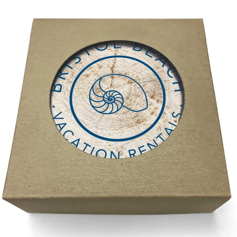 Absorbent Stone Coasters w/Upscale Digital Bkgnds | Round | 4" dia. | Gift Set of 4 | Kraft Box - 6