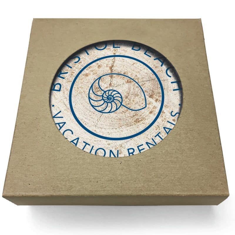 Absorbent Stone Coasters w/Upscale Digital Bkgnds | Round | 4" dia. | Set of 1 | Natural Kraft Box - 5