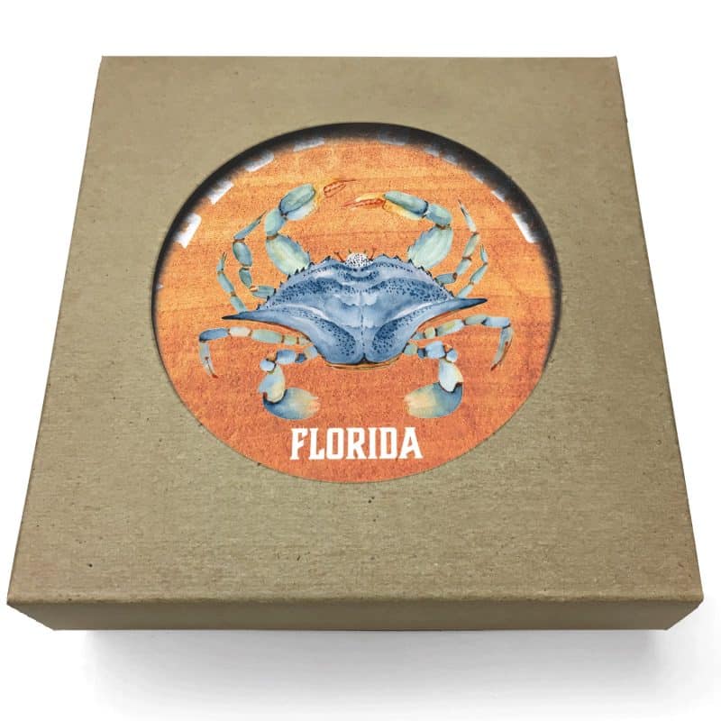 Absorbent Stone Coasters w/Upscale Digital Bkgnds | Round | 4" dia. | Set of 2 | Natural Kraft Box - 6