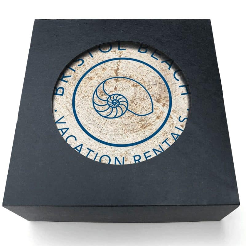 Absorbent Stone Coasters w/Upscale Digital Bkgnds | Round | 4" dia. | Set of 4 | Black Box - 1