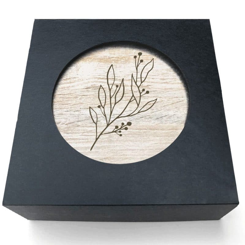 Absorbent Stone Coasters w/Upscale Digital Bkgnds | Round | 4" dia. | Set of 4 | Black Box - 2