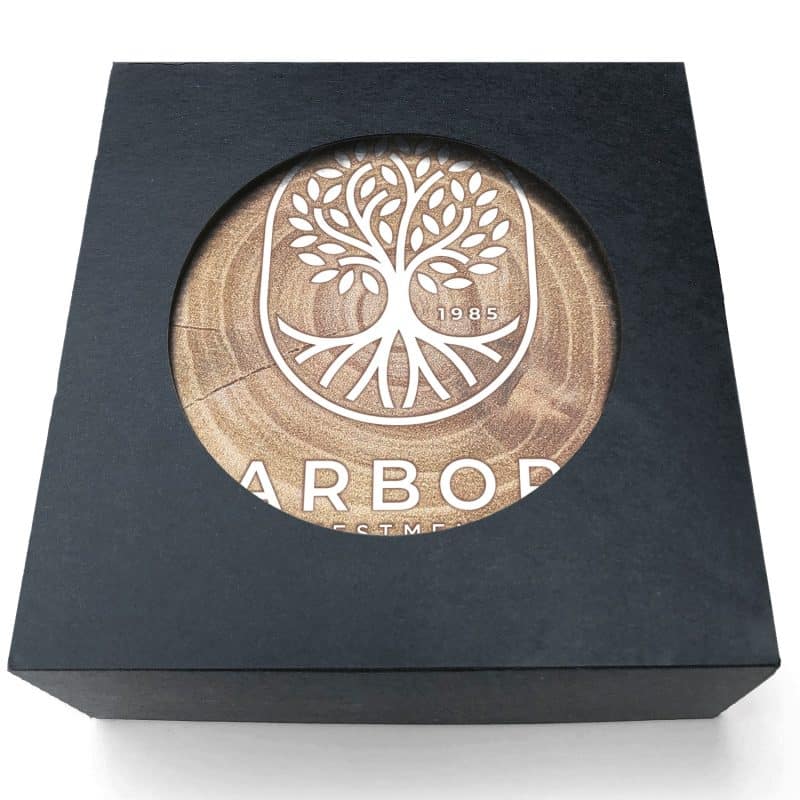 Absorbent Stone Coasters w/Upscale Digital Bkgnds | Round | 4" dia. | Set of 4 | Black Box