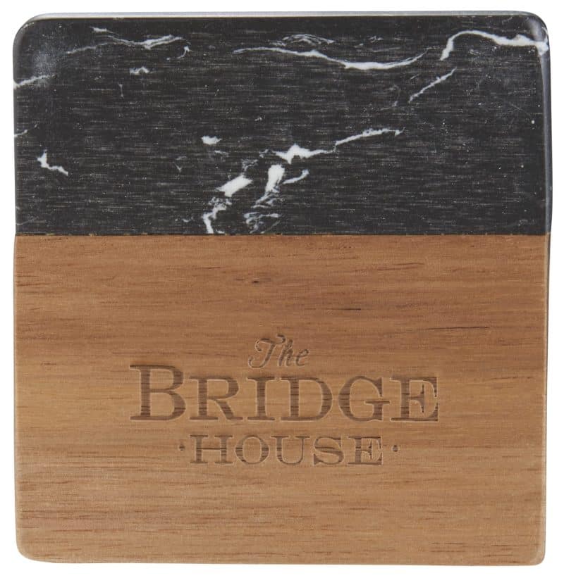 Black Marble and Wood Coaster Set - 8