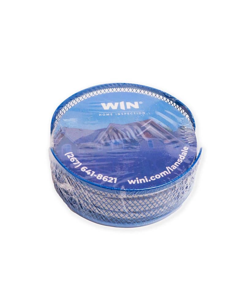 Light Blue Mesh Holder Gift Set w/ 4 Round Coasters