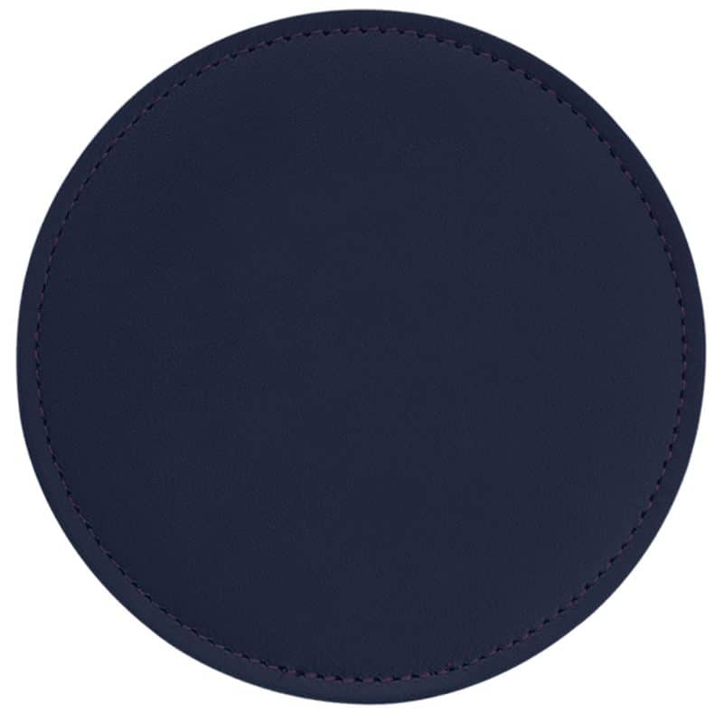 Top Grain Leather Round Coaster w/ Stitching & Vinyl Base (Domestic) - 4