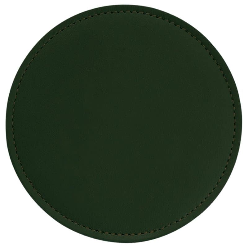 Top Grain Leather Round Coaster w/ Stitching & Vinyl Base (Domestic) - 5