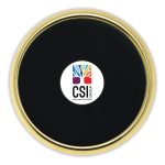 Brass And Leather Coaster W/ Color Medallion