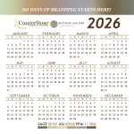 CoasterStone Square Absorbent Stone Coaster - Single (4 1/4"x4 1/4") - Calendar - 2