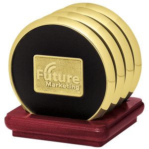 JAFFA® Four Coasters with Solid Cherry Stand