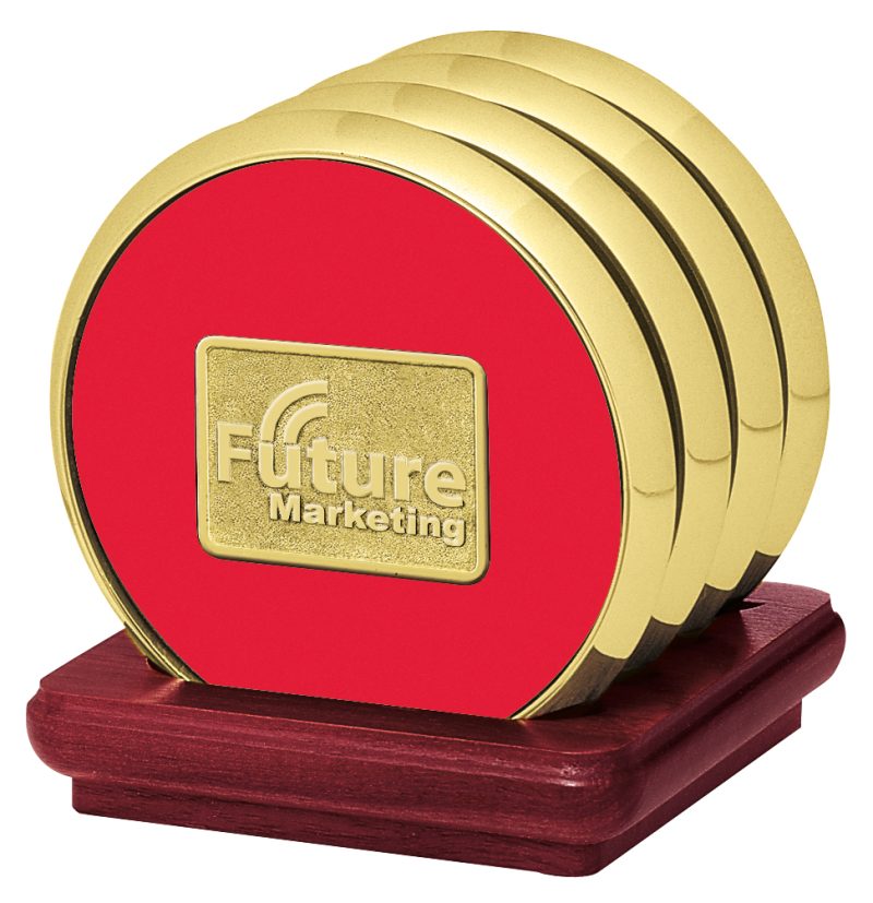 JAFFA® Four Coasters with Solid Cherry Stand - 5