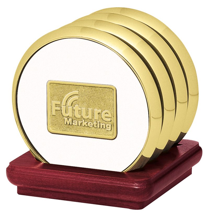 JAFFA® Four Coasters with Solid Cherry Stand - 8