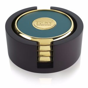 JAFFA® Four Round Coasters with Wood Tray