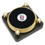 Set of Two Leather Coasters W/ Color Medallion