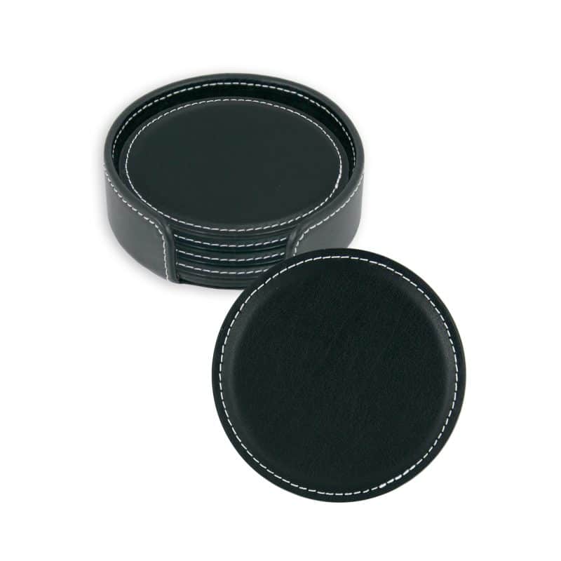 Vintage Leather Round Coaster Gift Set - 1