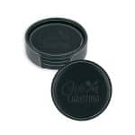 Vintage Leather Round Coaster Gift Set - 3