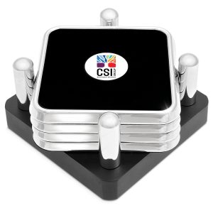 Four Square Coaster Set Silver