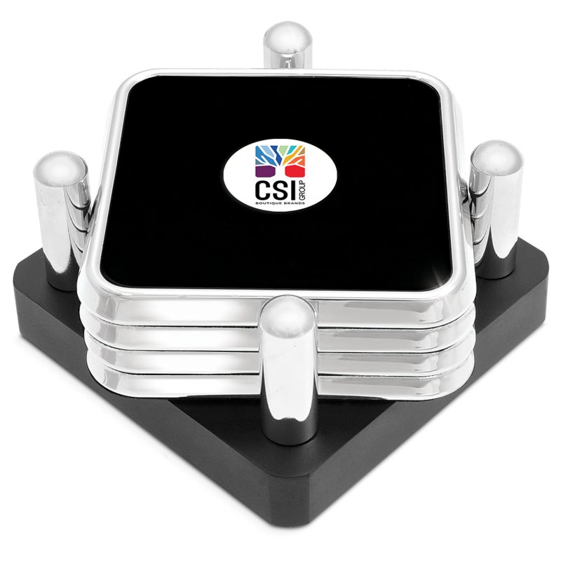 Four Square Coaster Set Silver