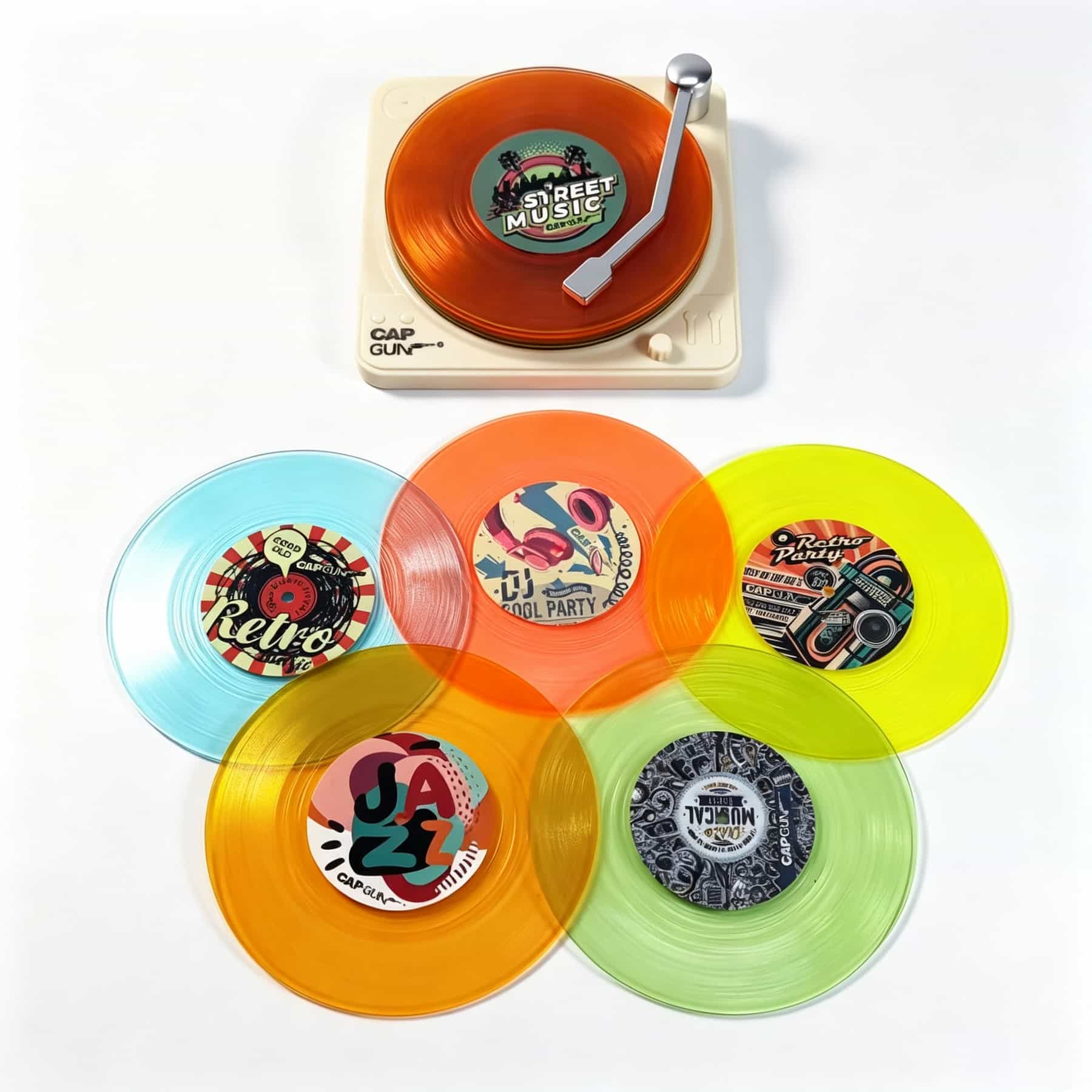 Standard Round Retro Vinyl Shaped Plastic Coasters - 1