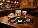 Standard Round Retro Vinyl Shaped Plastic Coasters - 3
