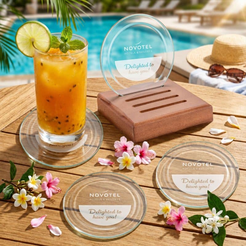 Midland Coasters - Set of 4 on Walnut Base - 2