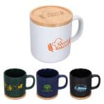 Dalton 12 oz Ceramic Mug w/ Bamboo Lid/Coaster